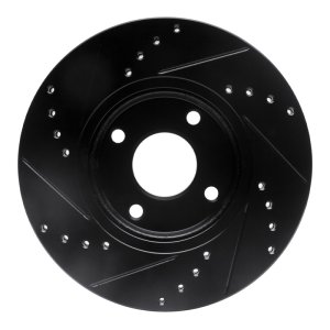 Ford Fiesta Brake Rotor (1) - Front Right - R1 Concepts - Drilled & Slotted - Black - `14-`23